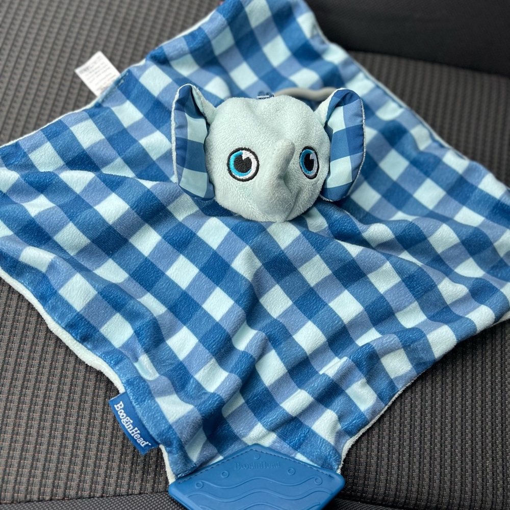 BooginHead Elephant Blue Green Teether Security Blanket Lovey Plush